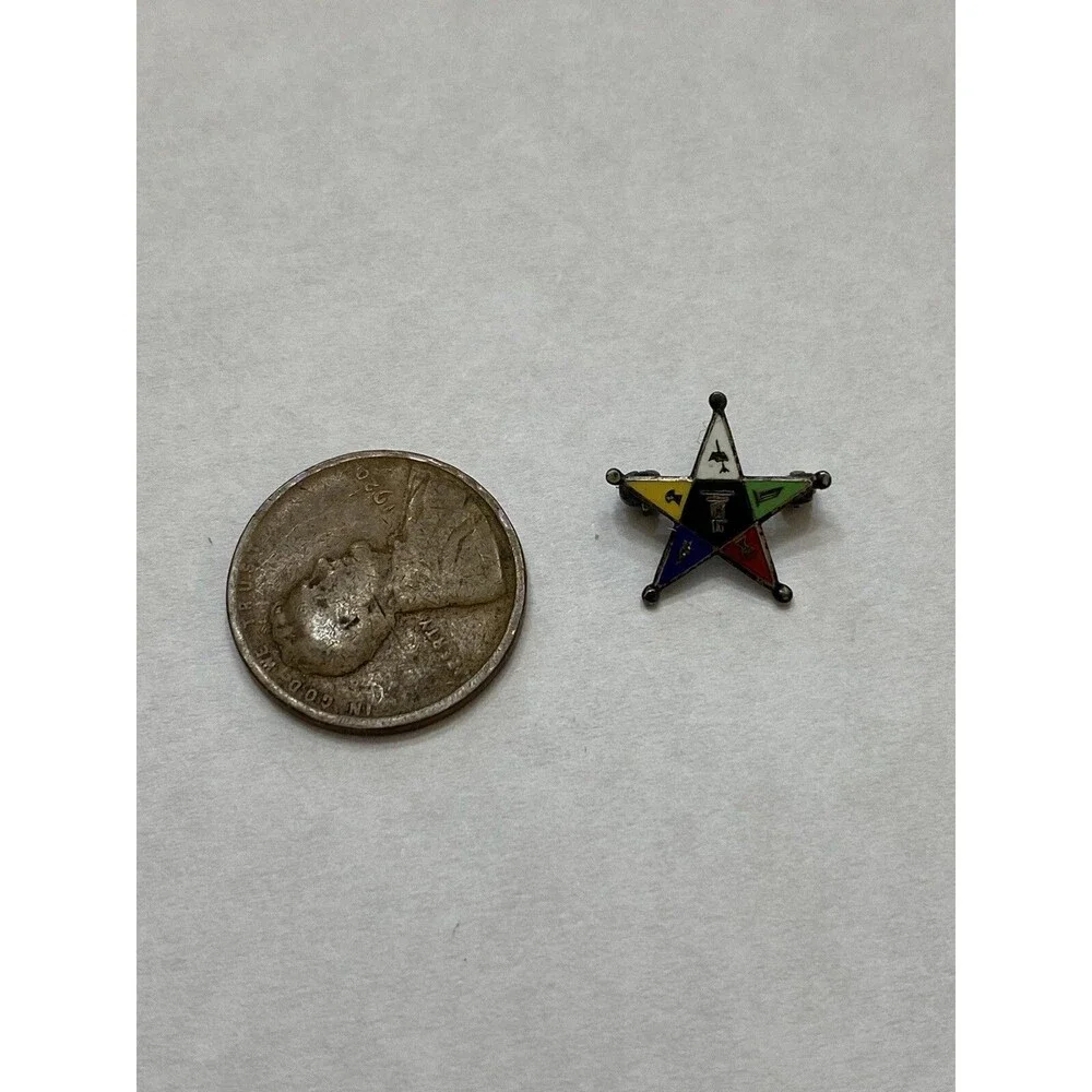 Vintage Sterling Silver And Enamel Masonic Eastern Star Pin